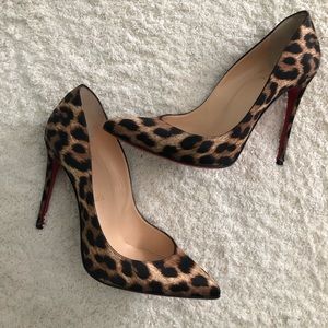 Christian Louboutin satin leopard pigalles